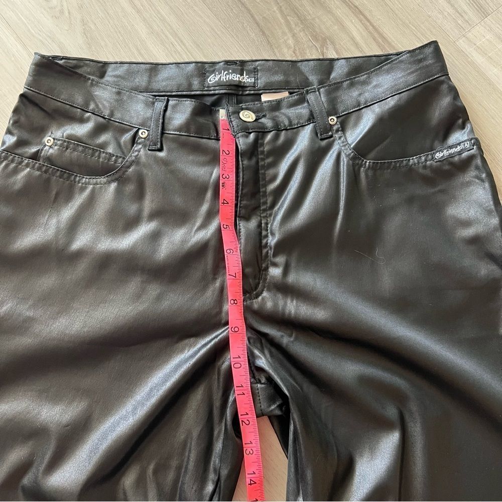 Girlfriends LA black silky patent like flare leg pants sz 15. Y2K mallgoth VNT - Picture 12 of 14